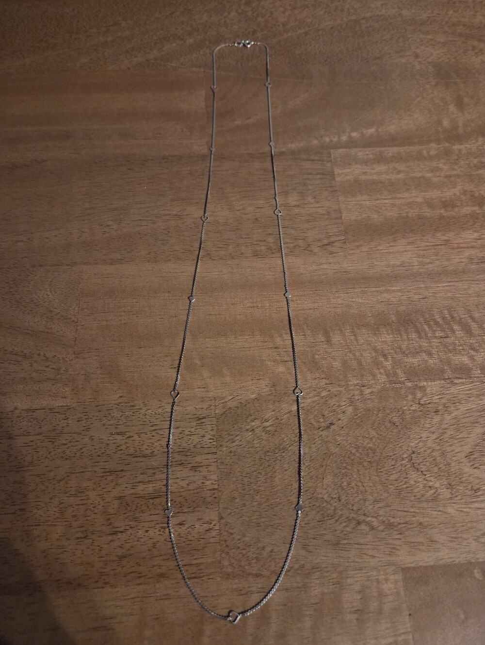 Italian Sterling Silver Alternating Open Closed Heart Chain Necklace